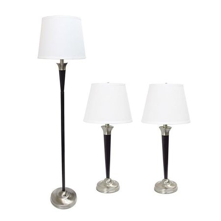 ALL THE RAGES Alltherages LC1018-MBC Elegant Designs Lamps - Black; Brushed Nickel - Pack of 3 LC1018-MBC